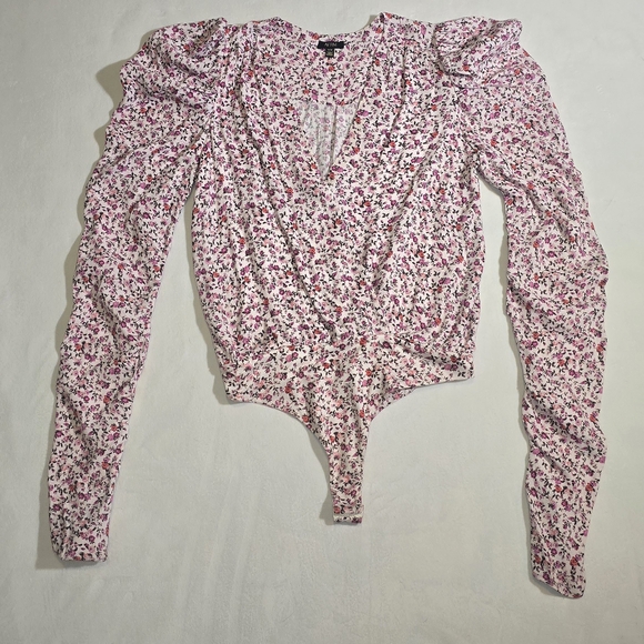 AFRM x REVOLVE Danna Bodysuit in Black Floral Medium Spring Deep V Wrap Style - Picture 2 of 5